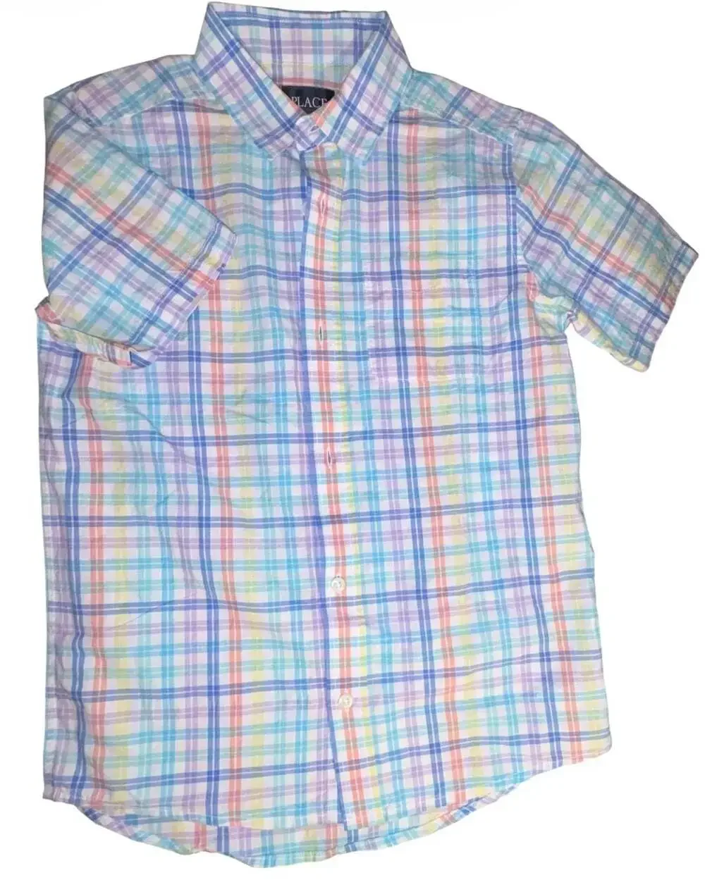The Children's Place Boys Multi-Colored Plaid Short Sleeve Button-Up Shirt